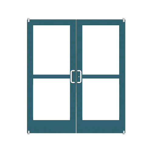 Custom KYNAR Paint Custom Pair Series 400 Medium Stile Offset Pivot Entrance Doors With Panics for Surface Mount Door Closers