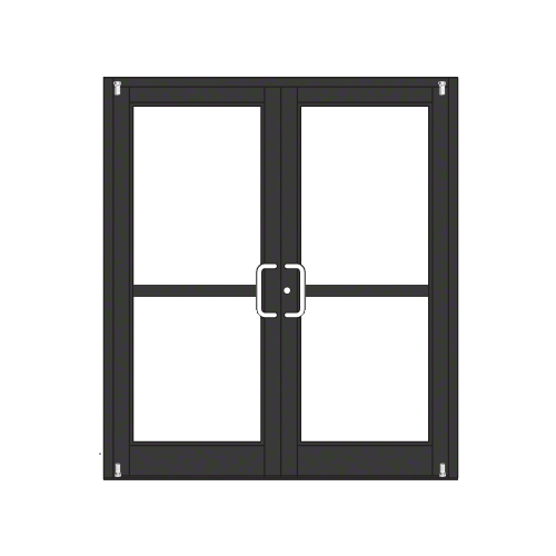 Black Anodized Custom Pair Series 800 Durafront Medium Stile Offset Pivot Entrance Doors For Panics and Surface Mount Door Closers