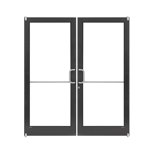 Black Anodized Custom Pair Series 400T Thermal Medium Stile Offset Pivot Entrance Doors for Surface Mount Door Closers