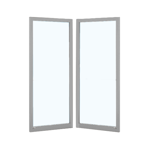 Clear Anodized Class 1 Custom Blank Pair Series 250T Narrow Stile Offset Hung Thermal Entrance Doors - No Prep