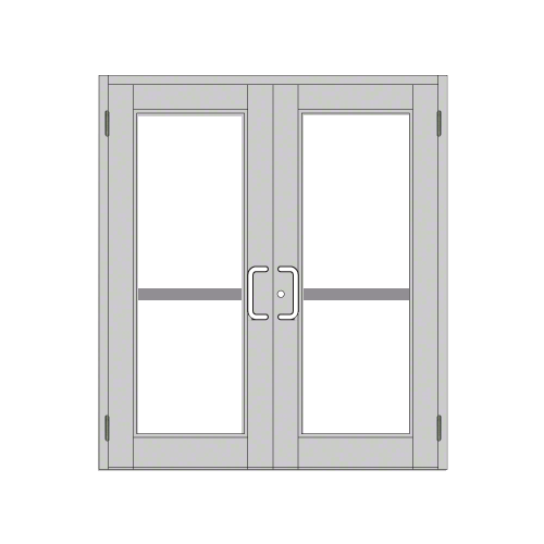 Clear Anodized Custom Pair Series 850 Durafront Wide Stile Butt Hinge Entrance Doors for Panics and Surface Mount Door Closers