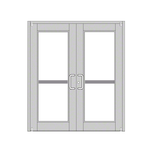 Clear Anodized Custom Pair Series 850 Durafront Wide Stile Offset Pivot Entrance Doors With Panics for Overhead Concealed Door Closers