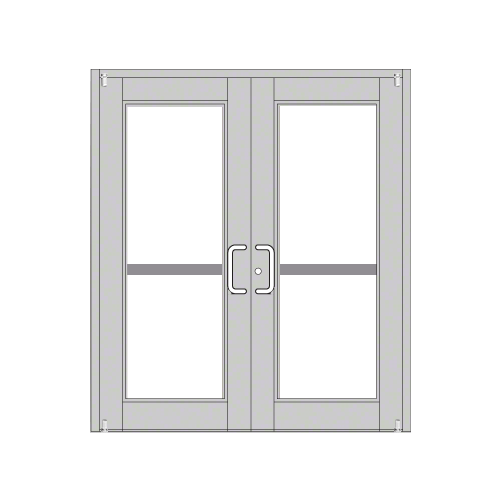 Clear Anodized Custom Pair Series 850 Durafront Wide Stile Offset Pivot Entrance Doors for Panics and Surface Mount Door Closers