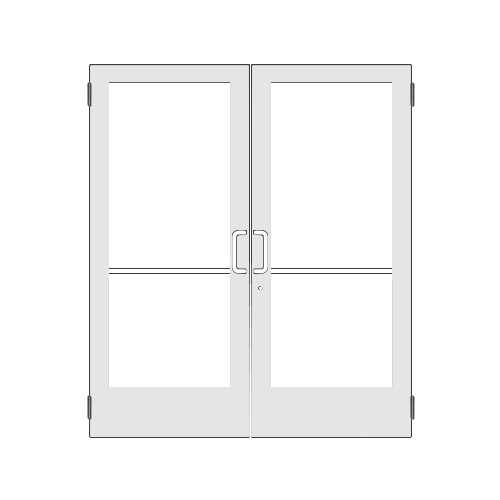 White KYNAR Paint Custom Pair Series 400 Medium Stile Butt Hinged Entrance Doors for Overhead Concealed Door Closers