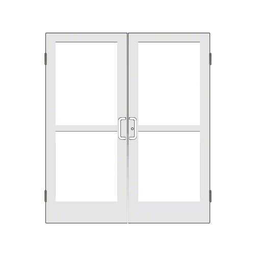 White KYNAR Paint Custom Pair Series 400 Medium Stile Butt Hinged Entrance Doors With Panics for Surface Mount Door Closers