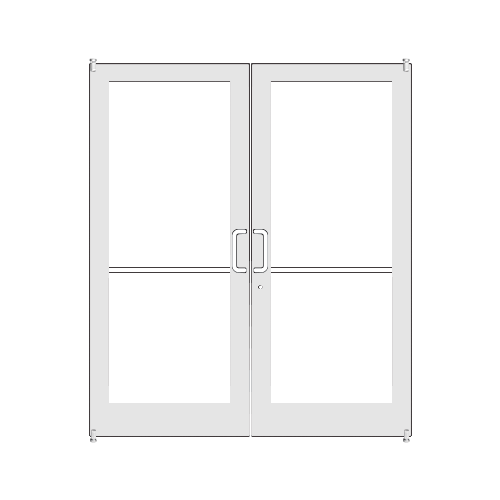 White KYNAR Paint Custom Size Pair Series 400 Medium Stile Offset Pivot Showroom Doors for Surface Mount Door Closers