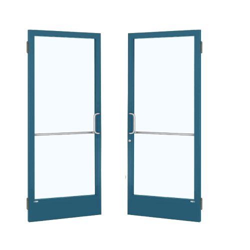 Custom KYNAR Paint Custom Pair Series 250 Narrow Stile Butt Hinge Entrance Doors for Surface Mount Door Closers