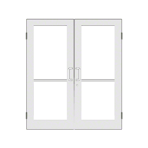 White KYNAR Paint Custom Size Pair Series 550 Wide Stile Butt Hinge Showroom Doors for Surface Mount Door Closers