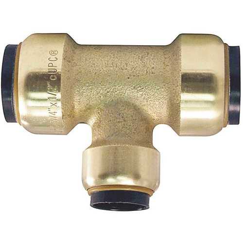 3/4 in. x 1/2 in. x 3/4 in. Brass Push-to-Connect Reducer Tee