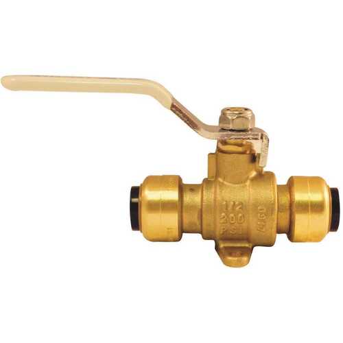 Tectite FSBBV12DE 1/2 in. Brass Push Ball Valve with Flange and Drain