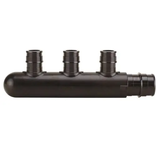 Apollo EPXM3PT 3/4 in. Poly-Alloy PEX-A Barb Inlets x 1/2 PEX-A Barb 3-Port Closed Manifold Black