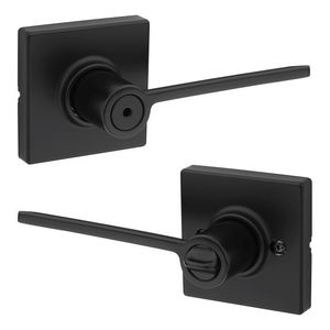 Kwikset 300LRLSQT-514 Ladera Lever with Square Rose Privacy Door Lock with 6AL Latch and RCS Strike Iron Black Finish