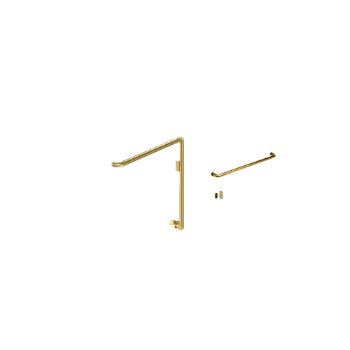 Satin Brass Right Hand Double Acting Rail Mount Retainer Plate "A" Exterior Bottom Securing Electronic Egress Control Handle