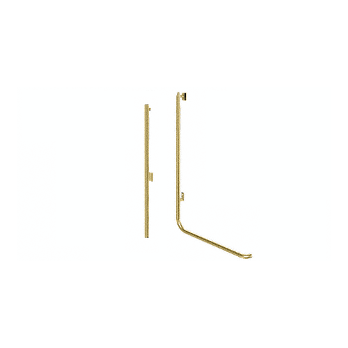 Satin Brass Left Hand Reverse Glass Mount Retainer Plate "LS" Exterior, Top Securing Panic Handle