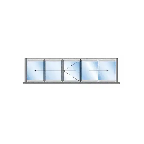 S55 Monterey 3+2 Bi-Fold Bi-Part Interior Swing with Flush Sill Satin Anodized