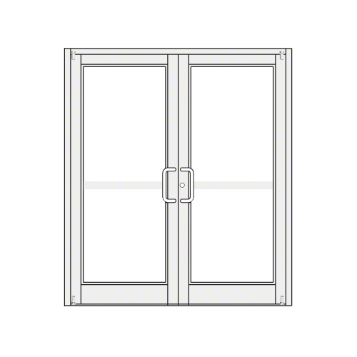 White KYNAR Paint Custom Pair Series 800 Durafront Medium Stile Offset Pivot Entrance Doors For Panics and Surface Mount Door Closers