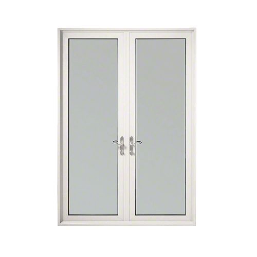 White KYNAR Paint Custom Pair Series 900 Butt Hinged Terrace Doors for Surface Mount Door Closers