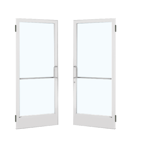 White KYNAR Paint Custom Pair Series 250 Narrow Stile Butt Hinge Entrance Doors for Surface Mount Door Closers