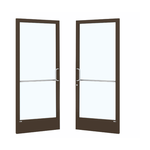 Bronze Black Anodized Custom Pair Series 250 Narrow Stile Geared Hinged Entrance Doors for Overhead Concealed Door Closers