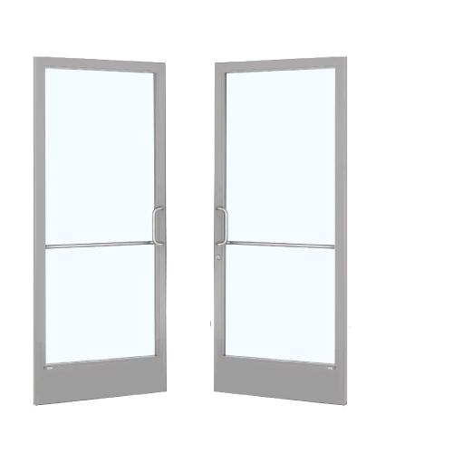 Clear Anodized Custom Pair Series 250 Narrow Stile Geared Hinged Entrance Doors for Overhead Concealed Door Closers