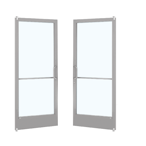 Clear Anodized Custom Pair Series 250 Narrow Stile Offset Pivot Entrance Doors for Surface Mount Door Closers