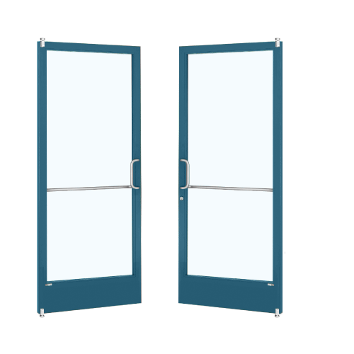 Custom KYNAR Paint Custom Pair Series 250 Narrow Stile Offset Pivot Entrance Doors for Surface Mount Door Closers
