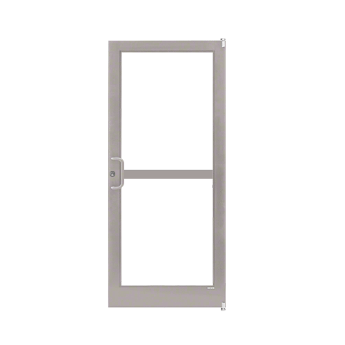 White KYNAR Paint Custom Single Series 400T Thermal Medium Stile Offset Pivot Entrance Door with Panic for Surface Mount Door Closer