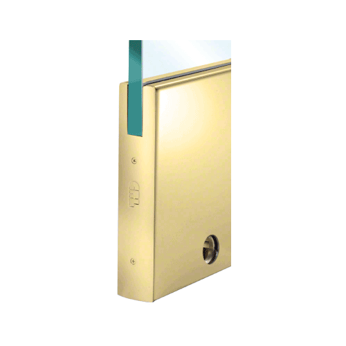 Polished Brass 1/2" Glass 10" Square Door Rail With Lock - Custom Length