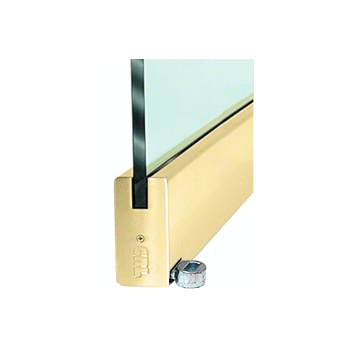 Polished Brass 4" Offset Custom Length Square Style Door Rail without Lock for 1/2" Glass