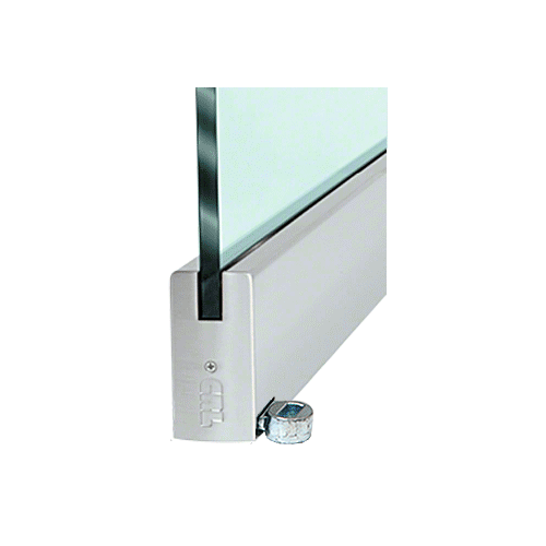 Brushed Stainless 4" Offset Custom Length Square Style Door Rail without Lock for 1/2" Glass