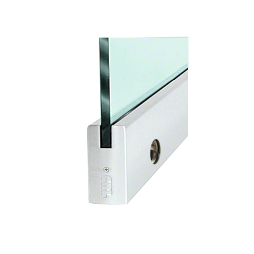 Satin Anodized 3/8" Glass 4" Square Door Rail With Lock - Custom Length