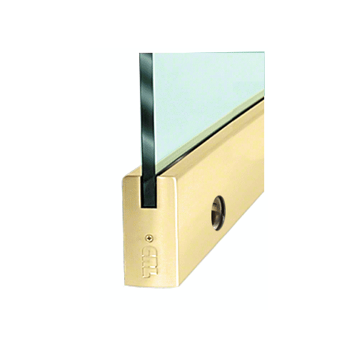 Polished Brass 1/2" Glass 4" Square Door Rail With Lock - Custom Length