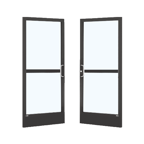 Black Anodized Custom Pair Series 250 Narrow Stile Center Pivot Entrance Doors With Panics for Overhead Concealed Door Closers