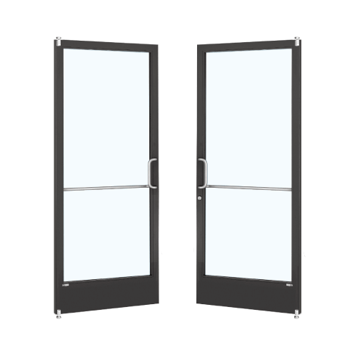 Black Anodized Custom Pair Series 250 Narrow Stile Offset Pivot Entrance Doors for Surface Mount Door Closers