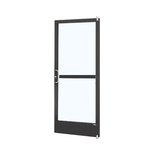 Black Anodized Custom Size Single Series 250 Narrow Stile Offset Pivot Entrance Door With Panic for Surface Mount Door Closer