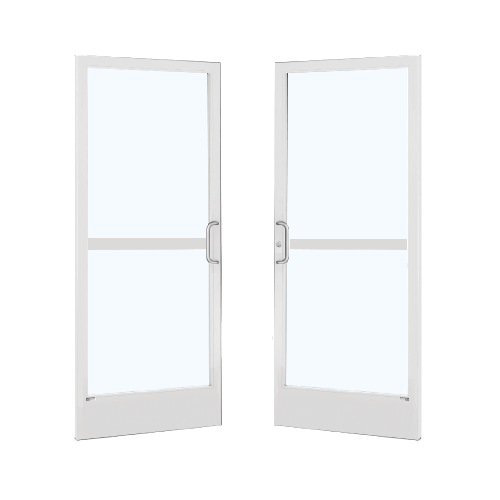 White KYNAR Paint Custom Pair 72" x 84" Series 250 Narrow Stile Gear Hinge Entrance Door