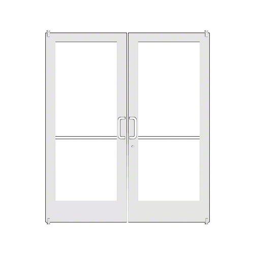 Bone White KYNAR Custom Pair Series 400 Medium Stile Offset Pivot Entrance Doors for Surface Mount Door Closers