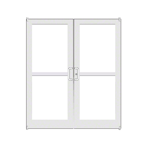 White KYNAR Paint Custom Pair Series 400 Medium Stile Offset Pivot Entrance Doors For Panics and Overhead Concealed Door Closers