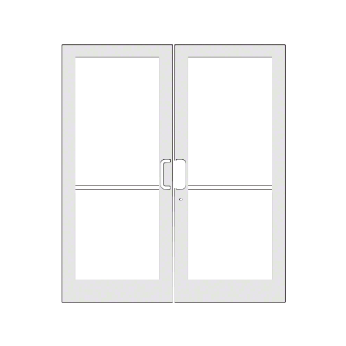 White KYNAR Paint Custom Pair Series 400 Medium Stile Geared Hinge Entrance Doors for Overhead Concealed Door Closers
