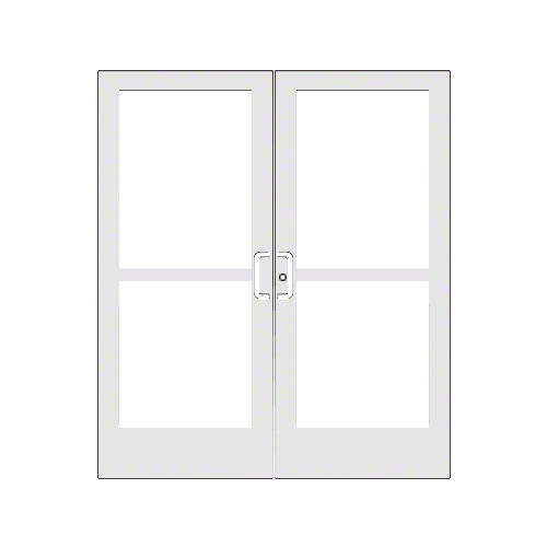 White KYNAR Paint Custom Pair Series 400 Medium Stile Geared Hinge Entrance Doors With Panics for Overhead Concealed Door Closers