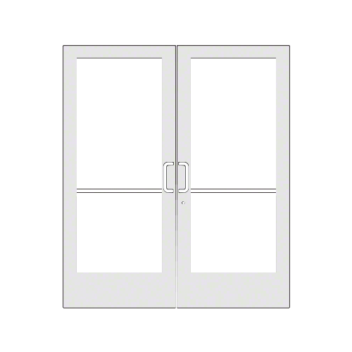 White KYNAR Paint Custom Pair Series 400 Medium Stile Offset Hung Geared Hinge Entrance Doors for Overhead Concealed Door Closers
