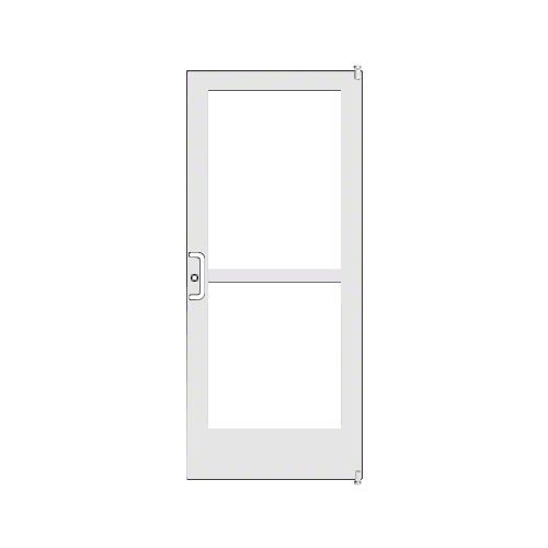 White KYNAR Paint Custom Single Series 400 Medium Stile Offset Pivot Entrance Door With Panic for Surface Mount Door Closer
