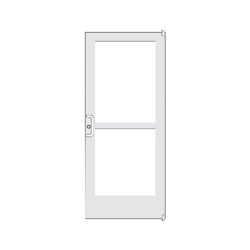 White KYNAR Paint Custom Single Series 400 Medium Stile Offset Pivot Entrance Door With Panic for Overhead Concealed Door Closer