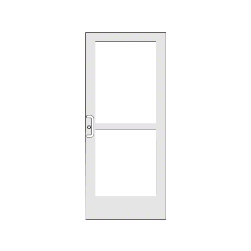 White KYNAR Paint Custom Single Series 400 Medium Stile Geared Hinge Entrance Door With Rim Device for Surface Mount Door Closer