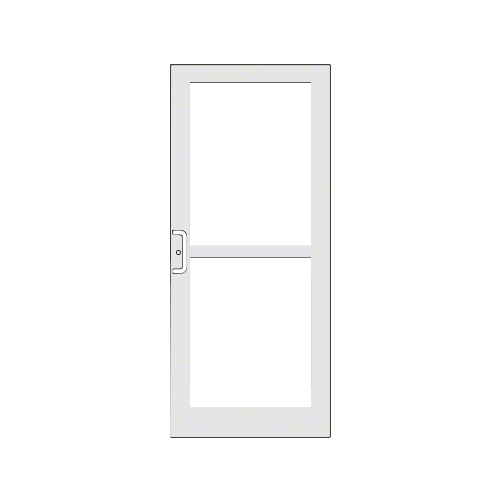 White KYNAR Paint Custom Single Series 400 Medium Stile Offset Hung Geared Hinge Entrance Door For Panic and Overhead Concealed Door Closer