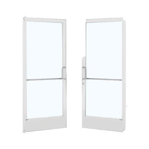 White KYNAR Paint Custom Size Pair Series 250 Narrow Stile Offset Pivot Entrance Doors for Overhead Concealed Door Closers