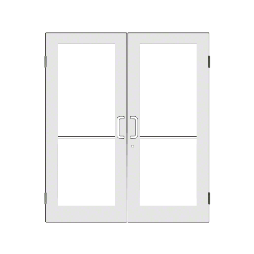 White KYNAR Paint Custom Size Pair Series 550 Wide Stile Butt Hinge Entrance Door for Overhead Concealed Door Closers