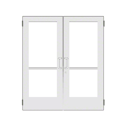 White KYNAR Paint Custom Size Pair Series 550 Wide Stile Butt Hinge Entrance Door for Surface Mount Door Closers