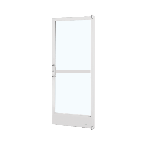 White KYNAR Paint Custom Size Single Series 250 Narrow Stile Offset Pivot Entrance Door With Panic for Surface Mount Door Closer