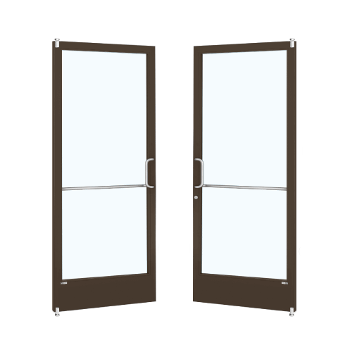 Bronze Black Anodized Custom Pair Series 250 Narrow Stile Offset Pivot Entrance Doors for Surface Mount Door Closers